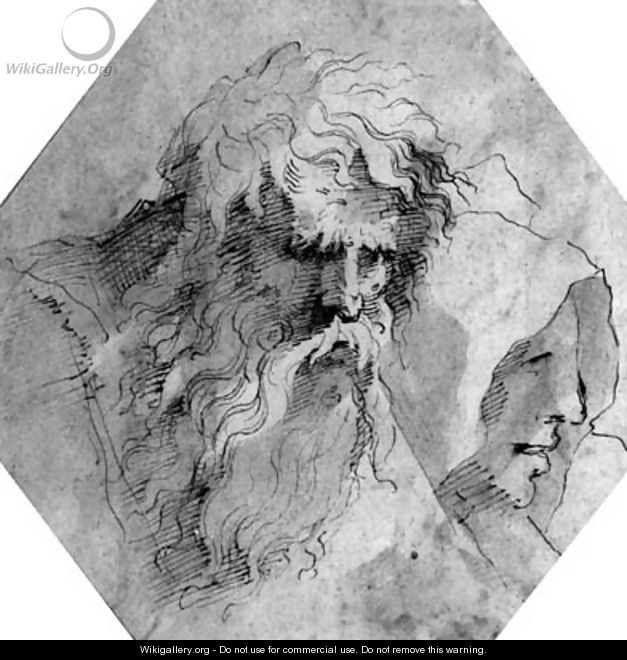 Heads of a bearded man and a monk - (after) Francesco Bartolozzi
