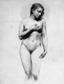 A Nude Woman standing holding her left Breast - (after) Anne-Louis Girodet De Roussy-Trioson