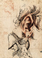 Study of an Ear with an Earring and three Studies of Heads - (after) Aniello Falcone