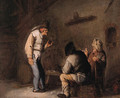 Boors drinking and smoking in a barn - (after) Bartholomeus Molenaer