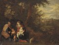 A wooded landscape with The Holy Family - (after) Balthasar Beschey