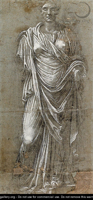 A female statue with a portrait head of the Empress Plotina, after the antique - (after) Baldassare Peruzzi