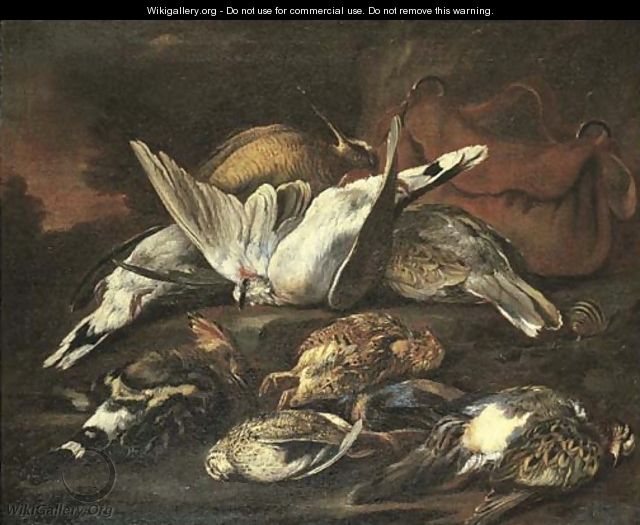 A hunting still life with dead birds - (after) Baldassare De Caro