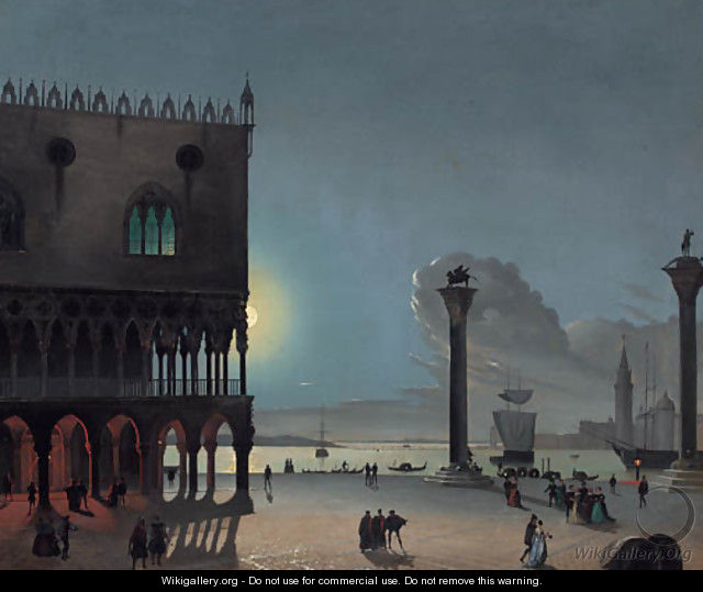 Piazza San Marco by moonlight, Venice - (after) Carlo Grubacs