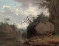 A wooded river landscape with shepherds and their flock - (after) Christian Wilhelm Ernst Dietrich