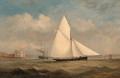 Terpsichore, a racing cutter, and a large Paddle-Steamer off Hurst Castle, on the Solent - Arthur Wellington Fowles