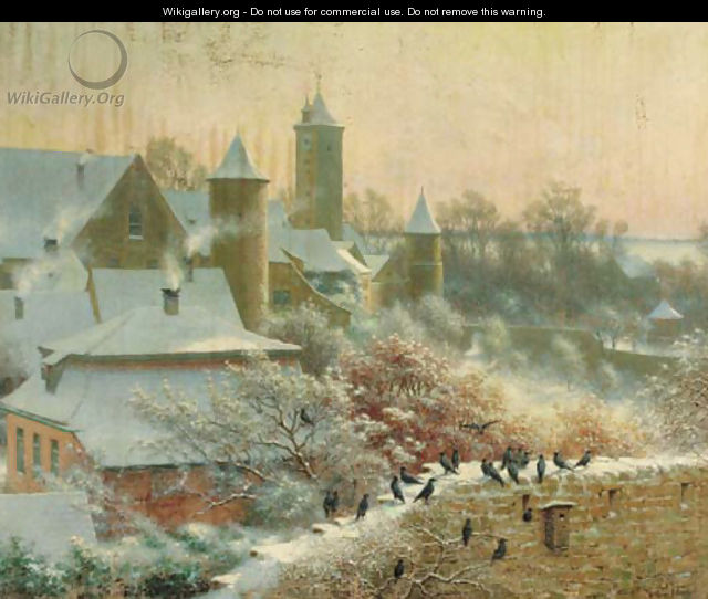 A Continental village in winter - Arthur Wasse