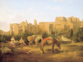 Figures resting before ruins - (after) Abraham Alexandre Teerlink