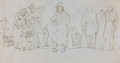 Differents personnages dont une fillette et un homme avec son chien - (after) Luca Carlevarijs
