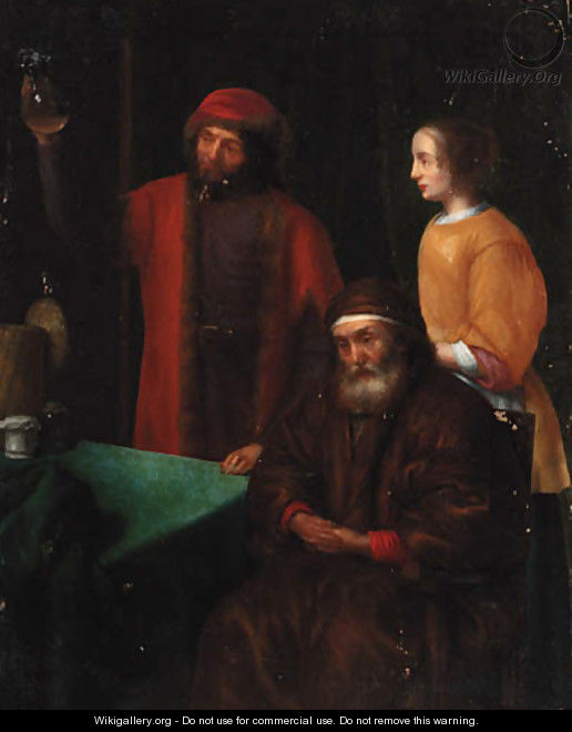 A doctor with an old man and his daughter in an interior - (after) Abraham Van Dyck