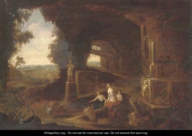 Nymphs bathing in a grotto - (after) Abraham Van Cuylenborch