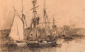 Ships in a French port - (after) Albert Lebourg