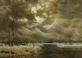 A moonlit winterlandscape - Arnold Marc Gorter