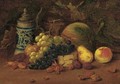 A tankard with grapes, plums, an apple, a melon and hazlenuts - Arthur Charles Dodd