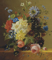 An opulent flower still life - Arnoldus Bloemers