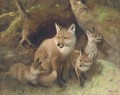 A fox with cubs - Arthur Heyer