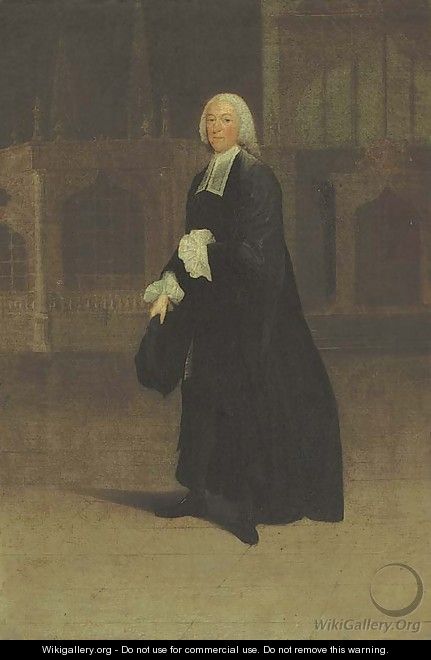 Portrait of Sir James Burrow (1701-1782), small full-length, as Master of the Crown Office - Arthur Devis