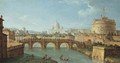 The Tiber, Rome, looking downstream with the Castel and Ponte Sant