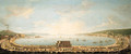 A panoramic view of the Bay of Naples, with the royal procession to Piedigrotta - Antonio Joli