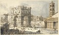 The Arch of Janus, Rome, with the church of San Giorgio in Velabro beyond - (Giovanni Antonio Canal) Canaletto