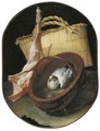 A still life with two baskets and a pigeon - Arcangelo Resani