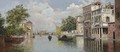 A Venetian Canal with a View of the Island of San Giorgio Maggiore in the distance - Antonio Reyna Manescau