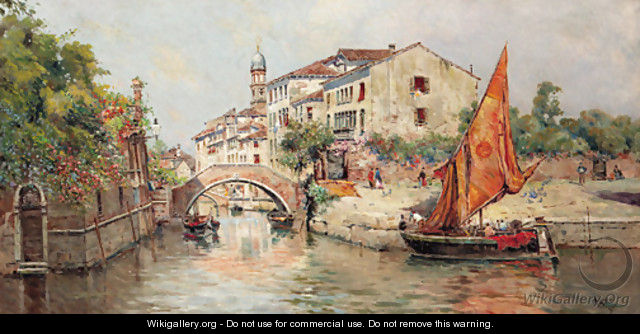 A Venetian Canal - Antonio Maria de Reyna