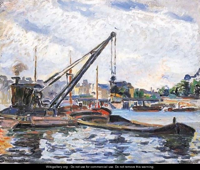 Bords de la Seine avec peniches - Armand Guillaumin