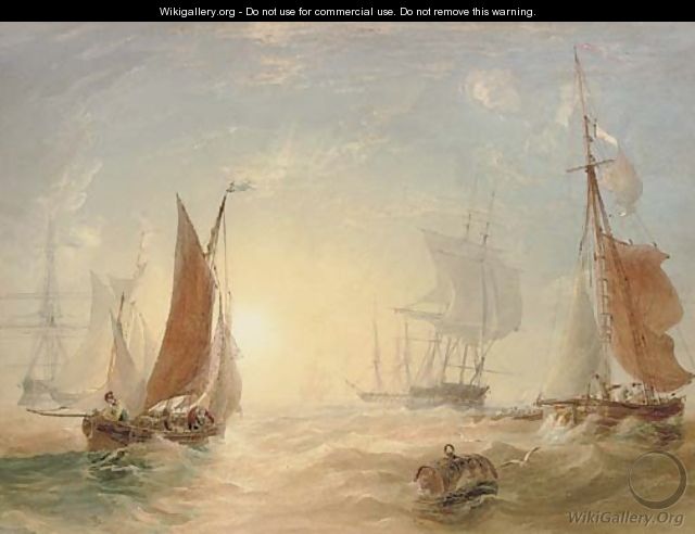 Crowded waters at dusk - Anthony Vandyke Copley Fielding