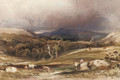 An extensive landscape with cattle and figures in the foreground - Anthony Vandyke Copley Fielding