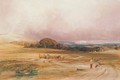 An extensive landscape with a hay-cart and figures in the foreground - Anthony Vandyke Copley Fielding