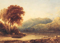 A Herder with Cattle at the Edge of a Lake in a mountainous Landscape - Anthony Vandyke Copley Fielding