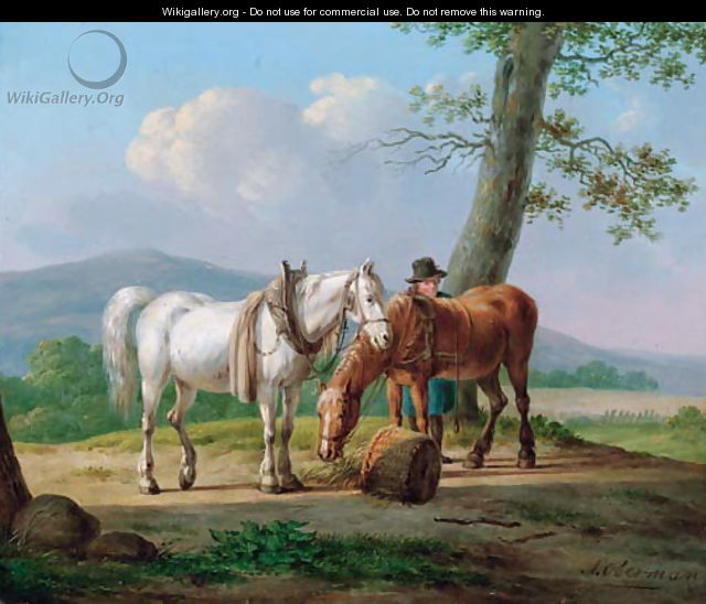 A farmhand with his horses - Anthony Oberman