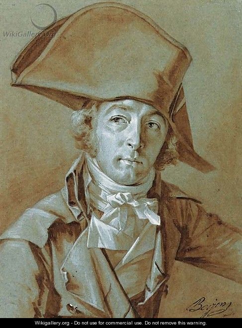 Portrait of a gentleman, half length, wearing a hat and a stock - Antoine Berjon