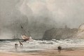 Hauling in the fishing boat onto the shore - Anthony Vandyke Copley Fielding