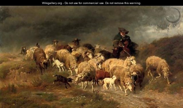 Heimkehr im Sturm herding the flock - Anton Braith