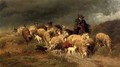 Heimkehr im Sturm herding the flock - Anton Braith