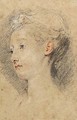 Head of a young girl turned to the left - Jean-Antoine Watteau