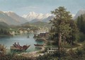 Figures boating in an Austrian lake landscape - Anton Pick