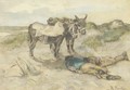 Welcome shade donkeys and their keepers in the dunes - Anton Mauve