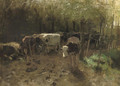 De Koeienbocht a herd of cows on a country path - Anton Mauve