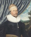 Portrait of Sir Giles Allington (1572-1638), half-length, in a black embroidered coat with lace ruff and gold embroidered cap - Anglo-Flemish School