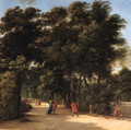 A park landscape with elegant figures conversing - Angeluccio