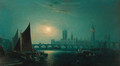 A moonlight view of the Thames, Westminster - Ansdele Smythe