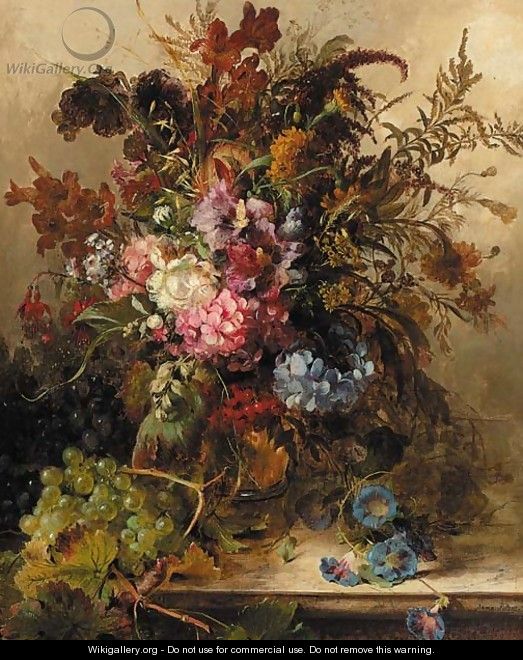 A field bouqet with hydrangea, fuchsia and other flowers - Anna Peters