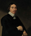 Portrait of a gentleman, aged twenty-eight, half-length, in a black gown and a black skull cap, his coat in his left hand - Anthonie Palamedesz. (Stevaerts, Stevens)
