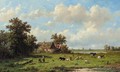 Cattle in a sunlit meadow - Anthonie Jacobus van Wyngaerdt