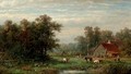 A farm in summer - Anthonie Jacobus van Wyngaerdt