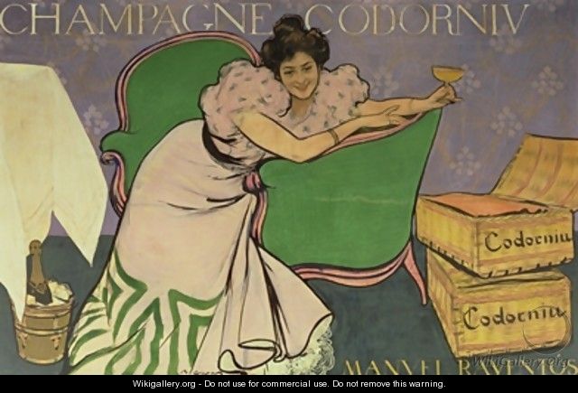 Poster advertising Codorniu Champagne - Ramon Casas Y Carbo
