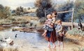 Children Paddling in a Stream - Trevor Fowler